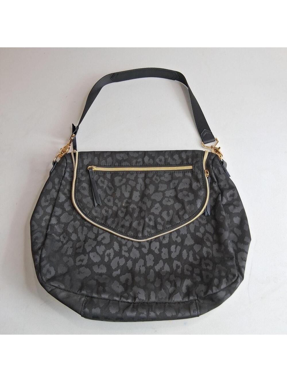 black leopard print purse hobo style